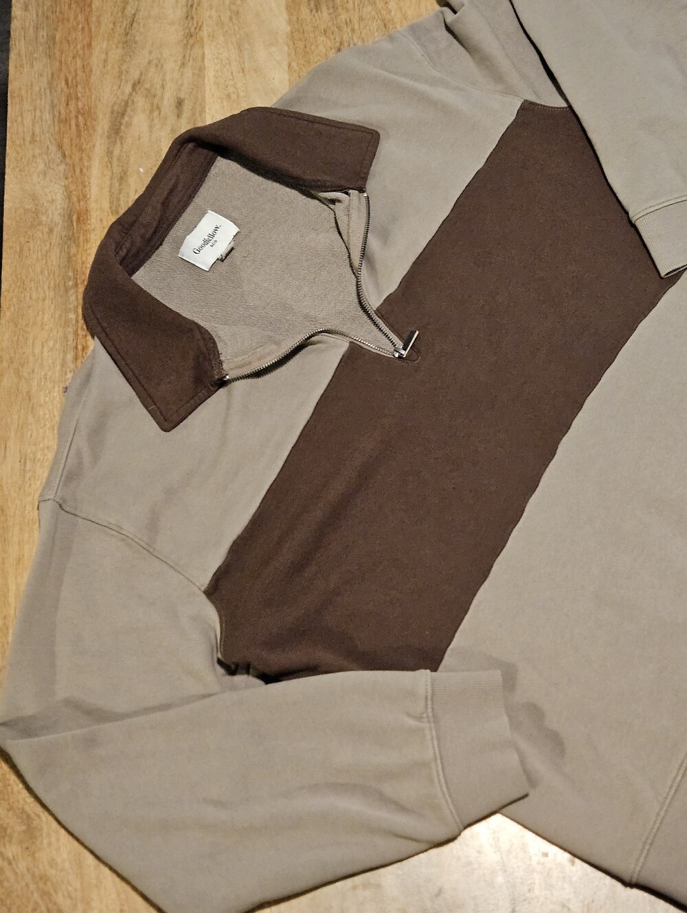 Men's Brown and Taupe Quarter-Zip Pullover Sweater